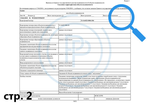 Сведения из выписки Росреестра о характеристиках и правах - страница 2