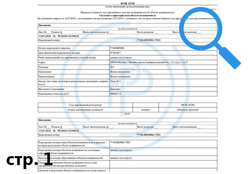Сведения из ЕГРН на квартиру - кадастровый номер  - страница 1