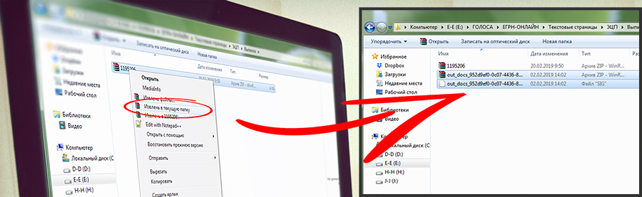 Скачать и разархивировать ZIP-архив с оригиналами электронных документов