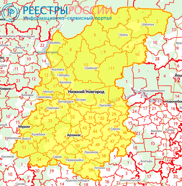 Кадастровая карта Нижегородской области